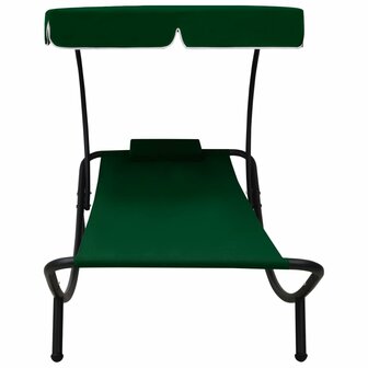 Loungebed met luifel en kussen groen 2