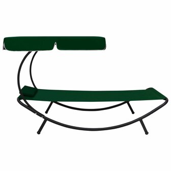 Loungebed met luifel en kussen groen 3