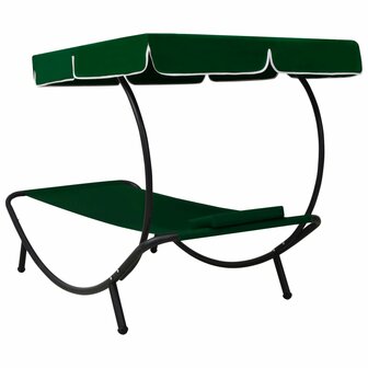 Loungebed met luifel en kussen groen 4