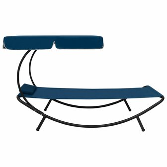 Loungebed met luifel en kussen blauw 3
