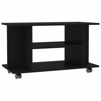 Tv-meubel met wieltjes 80x40x45 cm bewerkt hout zwart 2