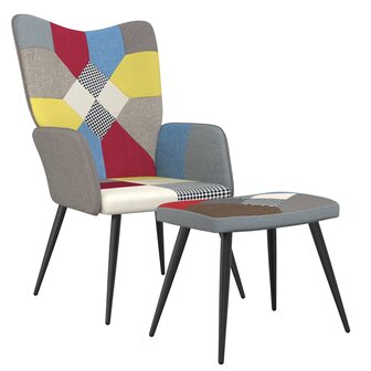 Relaxstoel met voetenbank patchwork stof 2