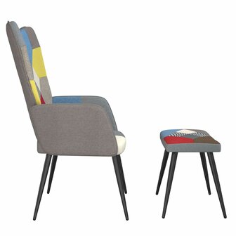 Relaxstoel met voetenbank patchwork stof 4
