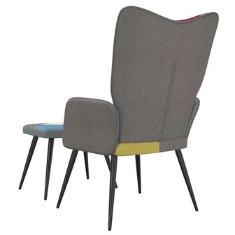 Relaxstoel met voetenbank patchwork stof 5
