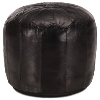 Poef 40x35 cm echt geitenleer zwart 1