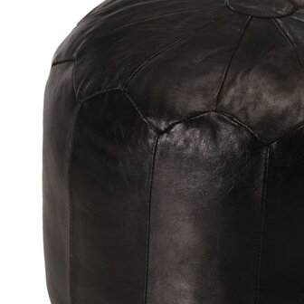 Poef 40x35 cm echt geitenleer zwart 2