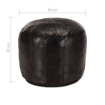 Poef 40x35 cm echt geitenleer zwart 4