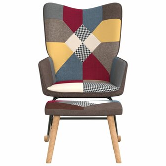 Schommelstoel met voetenbank patchwork stof 3