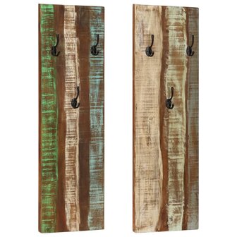Wandkapstokken 2 st 36x3x110 cm massief gerecycled hout 1