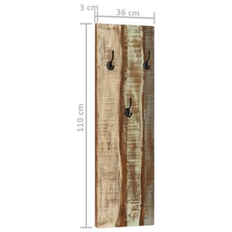 Wandkapstokken 2 st 36x3x110 cm massief gerecycled hout 8