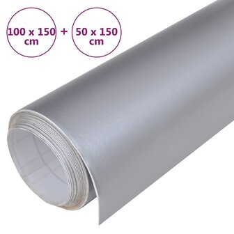 2 st Autofolie 100x150 cm + 50x150 cm matzilverkleurig 7