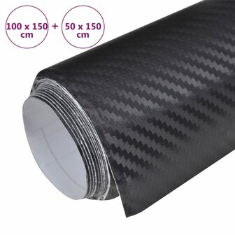 2 st Autofolie 3D 100x150 cm + 50x150 cm zwart 8