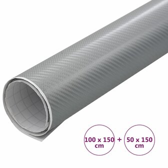2 st Autofolie 4D 100x150 cm + 50x150 cm zilverkleurig 6