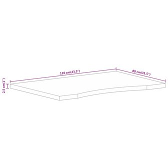 Bureaublad met ronding 110x80x2,5 cm massief ruw mangohout 8