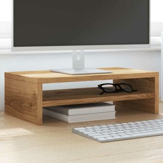 Monitorstandaard 42x24x13 cm bewerkt hout artisanaal eikenkleur 4