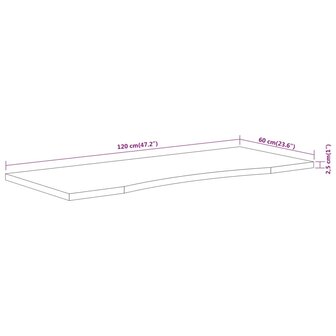 Bureaublad rechthoekig 120x60x2,5 cm massief acaciahout 9
