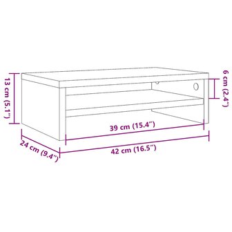 Monitorstandaard 42x24x13 cm bewerkt hout oud houtkleurig 10