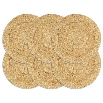 Placemats 6 st rond 38 cm jute natuurlijk 1