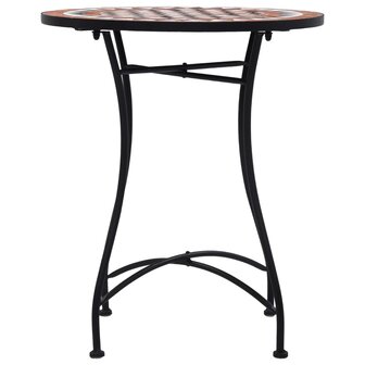 Bistrotafel moza&iuml;ek 60 cm keramiek bruin 3
