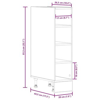 Onderkast 20x44,5x81,5 cm bewerkt hout gerookt eikenkleurig 9