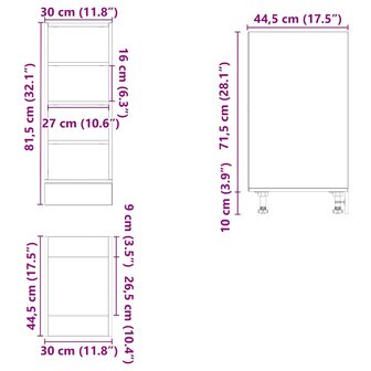 Onderkast 30x44,5x81,5 cm bewerkt hout gerookt eikenkleurig 9