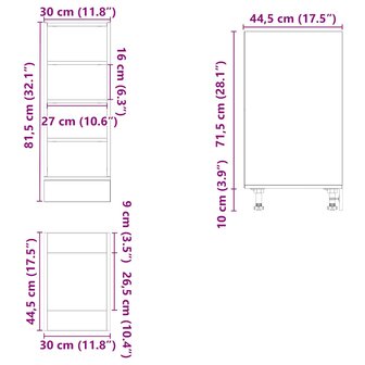 Onderkast 30x44,5x81,5cm bewerkt hout grijs sonoma eikenkleurig 9