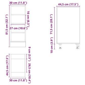 Onderkast 30x44,5x81,5 cm bewerkt hout bruin eikenkleur 9