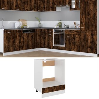 Ovenkast 60x46x81,5 cm bewerkt hout gerookt eikenkleurig 1
