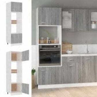 Magnetronkast 60x57x207 cm bewerkt hout grijs sonoma eiken 3