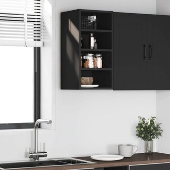 Hangkast 30x29,5x60 cm bewerkt hout zwart 3