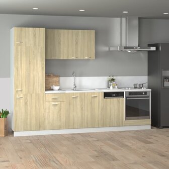 7-delige Keukenkastenset bewerkt hout sonoma eikenkleurig 1