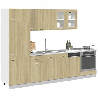 8-delige Keukenkastenset bewerkt hout sonoma eikenkleurig 3