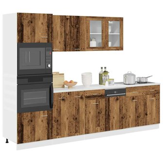 7-delige Keukenkastenset bewerkt hout oud houtkleurig 1