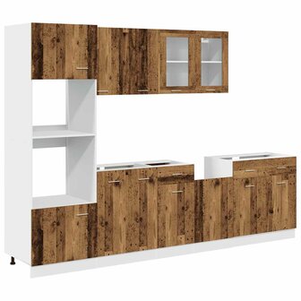 7-delige Keukenkastenset bewerkt hout oud houtkleurig 2
