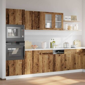 7-delige Keukenkastenset bewerkt hout oud houtkleurig 3