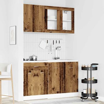 4-delige Keukenkastenset bewerkt hout oud houtkleurig 1