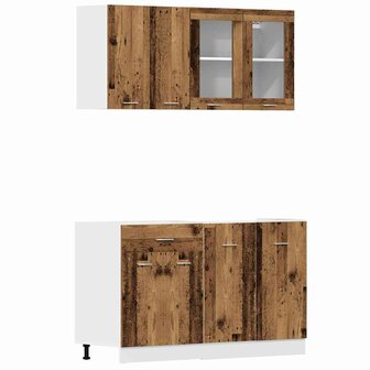4-delige Keukenkastenset bewerkt hout oud houtkleurig 2