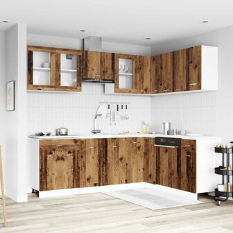 11-delige Keukenkastenset bewerkt hout oud houtkleurig 1
