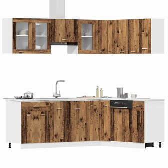 11-delige Keukenkastenset bewerkt hout oud houtkleurig 3