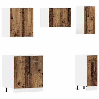 11-delige Keukenkastenset bewerkt hout oud houtkleurig 5