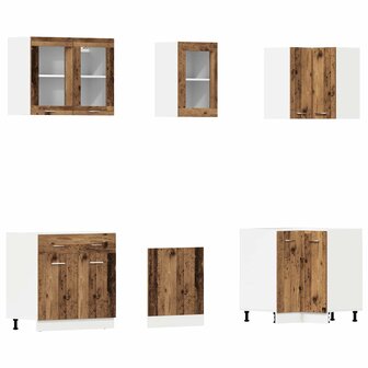 11-delige Keukenkastenset bewerkt hout oud houtkleurig 4