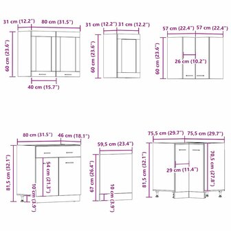11-delige Keukenkastenset bewerkt hout oud houtkleurig 9