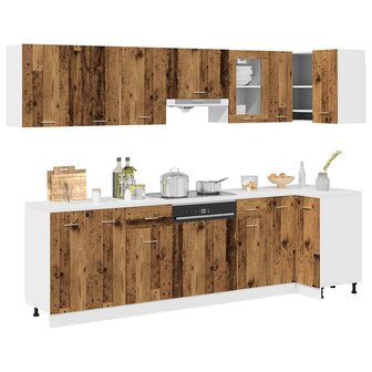 11-delige Keukenkastenset bewerkt hout oud houtkleurig 1