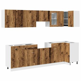 11-delige Keukenkastenset bewerkt hout oud houtkleurig 2