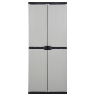 Tuinkast met 3 schappen 68x40x168 cm grijs en zwart 2