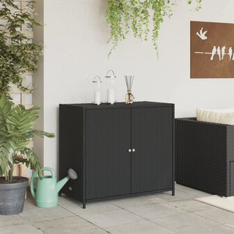 Tuinkast 83x45x76 cm poly rattan zwart 3