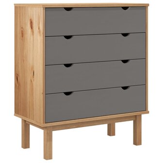Ladekast OTTA 76,5x39,5x90 cm massief grenenhout bruin en grijs 2