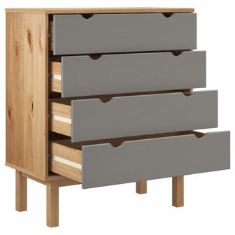 Ladekast OTTA 76,5x39,5x90 cm massief grenenhout bruin en grijs 4