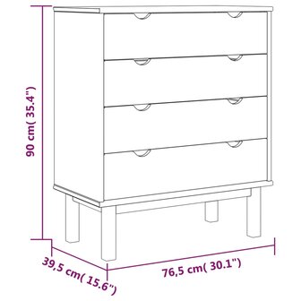 Ladekast OTTA 76,5x39,5x90 cm massief grenenhout bruin en grijs 6
