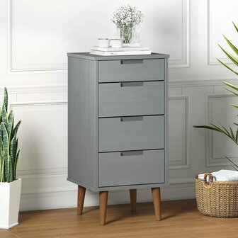 Ladekast MOLDE 40x35x82 cm massief grenenhout grijs 1